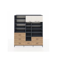 Kronos Dolap 17 Raflı 6 Çekmeceli 3 Kapaklı 220x59x243 Antrasit-Aytaşı/Çam
