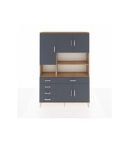 Arges Gardrop 9 Raflı 5 Çekmeceli 5 Kapaklı 132x30x195 Çam-Antrasit