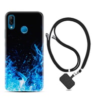 Huawei P20 Lite Mate 10 20 Lite Pro P40 Lite KılıfBoyun Askılı Silikon Blue Fire 1678