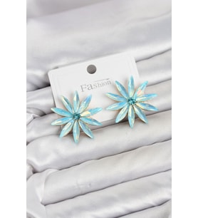 Buz Mavisi Kristal Taşlı Lotus Model Kadın Küpe TJ-BKP11926