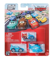 Disney Pixar Cars - Üçlü Mini Racers - Transforming Lightning McQueen & Rotor Turbosky & Strip Weathers Aka King JJW60