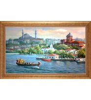 Çerçeveli Paspartulu Manzara Tablo ah1410 (Gold)