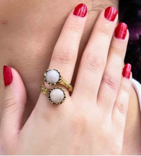 Doğal Taş Pembe Kuvars 2'li Doğal Taşlı Antik Model Kadın Ayarlanabillir Yüzük euy90pk