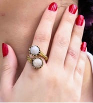 Doğal Taş Pembe Kuvars 2'li Doğal Taşlı Antik Model Kadın Ayarlanabillir Yüzük euy90pk