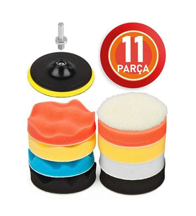 Pasta Cila Polisaj Süngeri Seti 115mm Matkap Uyumlu Pasta Cila Parlatma Pedi Seti 11 Parça (Krem)