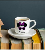 Minnie Mouse Sevgili Çift Tasarımlı Türk Kahvesi Fincanı Kişiye Özel