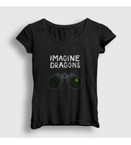 Presmono Kadın Siyah Night Imagine Dragons T-Shirt 82659tt