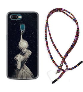 Oppo A5S A15 A16 A54 A55 A73 A74 Kılıf Boyun Asklı Rasta Silikon Star Woman 1332