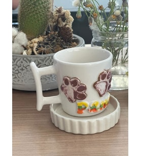 Pati Figürlü  İsimli Kupa Mug (Krem)