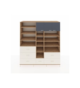 Kronos Dolap 17 Raflı 6 Çekmeceli 3 Kapaklı 220x59x243 Çam-Antrasit/Aytaşı