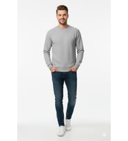 Erkek Büyük Beden Sıfır Yaka Selanik Sweatshirt BGL-ST04871 (Açık Gri)