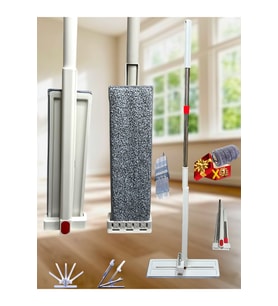 Kendinden Sıkmalı Mikrofiber Mop ve Yedek Bez, Kolay Temizlik Seti