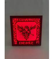 Sevdiklerinizin İsmi Işıkla Buluşsun: Kişiye Özel Melek Temalı Gece Lambası Kırmızı