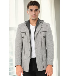 K9532 DEWBERRY ERKEK KABAN-DİAGONAL GRİ