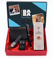 Kişiye Özel Fotoğraflı Kutusunda Siyah Deri Cüzdan & Siyah Touch Roller Kalem & Siyah Anahtarlık & Zippo Tarzı Çakmak & Rebul Kolonyası Hediye Seti