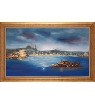 Çerçeveli Paspartulu Manzara Tablo ah1088 (Gold)