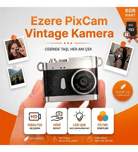 Ezere PixCam Vintage Taşınabilir Mini Dijital Kamera Selfie Video Vlog Kamerası Mini Anahtarlık 1080P-(5775) — Renk: Siyah