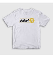 Presmono Unisex Çocuk Beyaz Fallout 76 Logo Oyun T-Shirt 420947tt (Beyaz)