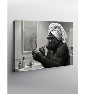 Kanvas Tablo Banyoda Şempanze Anı