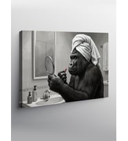 Kanvas Tablo Banyoda Şempanze Anı
