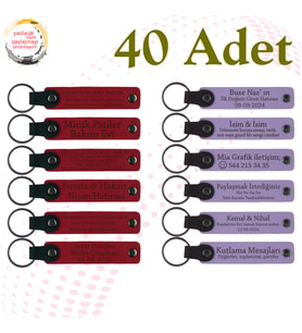 Kırmızı & Mor Menekşe, 40’lı Set, İsimli Anlamlı Anahtarlık, Baby Shower Etkinliğine Anlamlı Anı