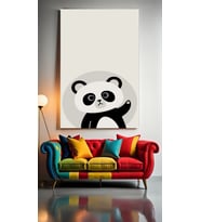 ÇOCUK ODASI KREŞ EL SALLAYAN PANDA Ev Duvar Salon Güzellik Salonu Ofis Dükkan Dekarasyon Kanvas Tablo (Çok Renkli)
