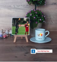 Hakem Fotoğraflı Dekoratif Taş, Ahşap Altlıklı Türk Kahvesi Fincanı Hediye (Model 2)