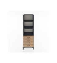 Hyperion Dolap 3 Raflı 4 Çekmeceli 60x44x195 Antrasit-Çam