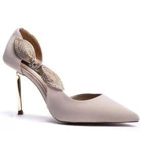 Kuum K25-820 Bej Stiletto 9 Cm Kadın Abiye Ayakkabı