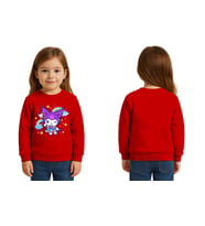 Unisex Kuromi Baskılı Çocuk Swaetshirt 3 İplik Şardonlu (Kırmızı)