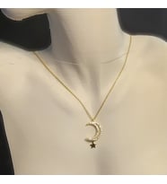 925 Ayar Gümüş Gold Ay-Yıldız Kolye