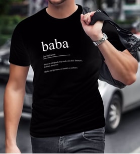 BK Home Baba Tasarımlı Siyah T-Shirt-1