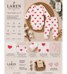 Laren Baby %100 Pamuk Kalp Desenli 2’li Bebek Zıbın Takımı