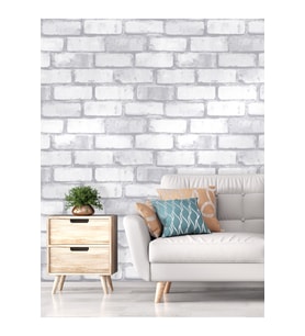 Dreamwall 3 Boyutlu Taş Duvar Desenli Silinebilir Tekstil Duvar Kağıdı (Açık Gri)