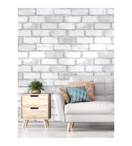 Dreamwall 3 Boyutlu Taş Duvar Desenli Silinebilir Tekstil Duvar Kağıdı (Açık Gri)
