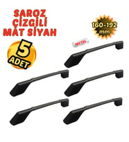 5 Adet Metal Saroz Çizgili Mobilya Çekmece Dolap Kulpu Mat Siyah 160-192mm