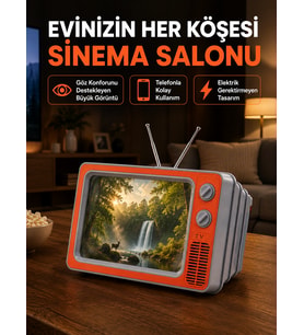 Telefon İçin 12 İnç Ekran Büyütücü Retro Televizyon Tasarımı HD Film İzleme Katlanabilir Stand