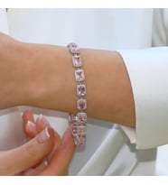 Sky Red Collection Baget Pembe Taşlı Gümüş Bileklik
