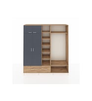 Hyperion Dolap 12 Raflı 2 Çekmeceli 2 Askılı 220x44x243 Çam-Antrasit/Çam