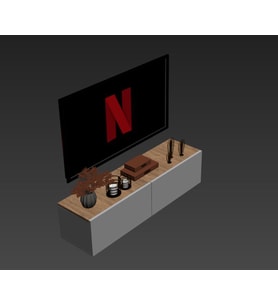 Beyaz-Ahşap Dekoratif Tv Ünitesi -Tv Sehpası Duvara Monte