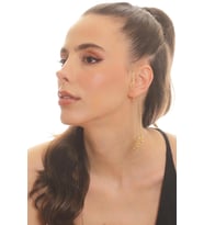 Kadın Altın Renk Lak Kaplama Sallantılı Yıldız Charm Earcuff&Kıkırdak Küpe