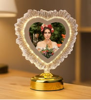 BK Gift Kişiye Özel Fotoğraflı Kristal Kalpli Ledli Fotoğraf Çerçevesi, Ev Hediyesi, Ofis Hediyesi, Sevgiliye Hediye