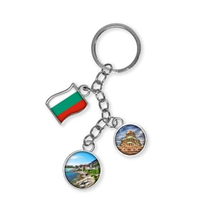 Bulgaristan Üçlü Epoksi Metal Çift Taraflı Damla Anahtarlık Bulgaria (Çok Renkli)