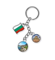 Bulgaristan Üçlü Epoksi Metal Çift Taraflı Damla Anahtarlık Bulgaria (Çok Renkli)