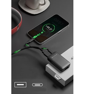 65W GaN Hızlı Şarj Adaptörü USB-C PD + USB-A Çift Çıkışlı Type-C Şarj Cihazı Laptop Tablet Telefon Uyumlu Power Delivery PPS Hızlı Şarj Siyah