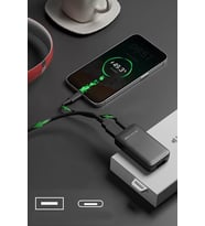 65W GaN Hızlı Şarj Adaptörü USB-C PD + USB-A Çift Çıkışlı Type-C Şarj Cihazı Laptop Tablet Telefon Uyumlu Power Delivery PPS Hızlı Şarj Siyah