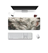 SonicTouch Klavye Mousepad 40x90cm Pürüzsüz Sıvı Geçirmez Kaymaz Taban Beyaz Kaplan Tapınağı