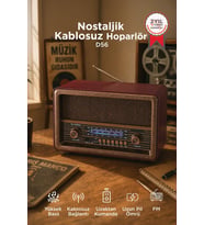 Torima Bluetooth Hoparlör Nostaljik Radyo Uzaktan Kumandalı TWS USB TF Destekli Speaker D56 Kahverengi