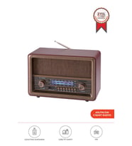 Torima D56 Kahverengi Nostaljik Uzaktan Kumandalı Bluetooth Hoparlör – Radyo, USB/TF, TWS, Şarjlı
