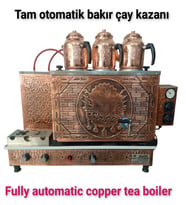 3 demlikli bakır çay kazanı elektrik +Tüplü tam otomatik Çay ocağı Osmanlı tuğra model Çay semaveri